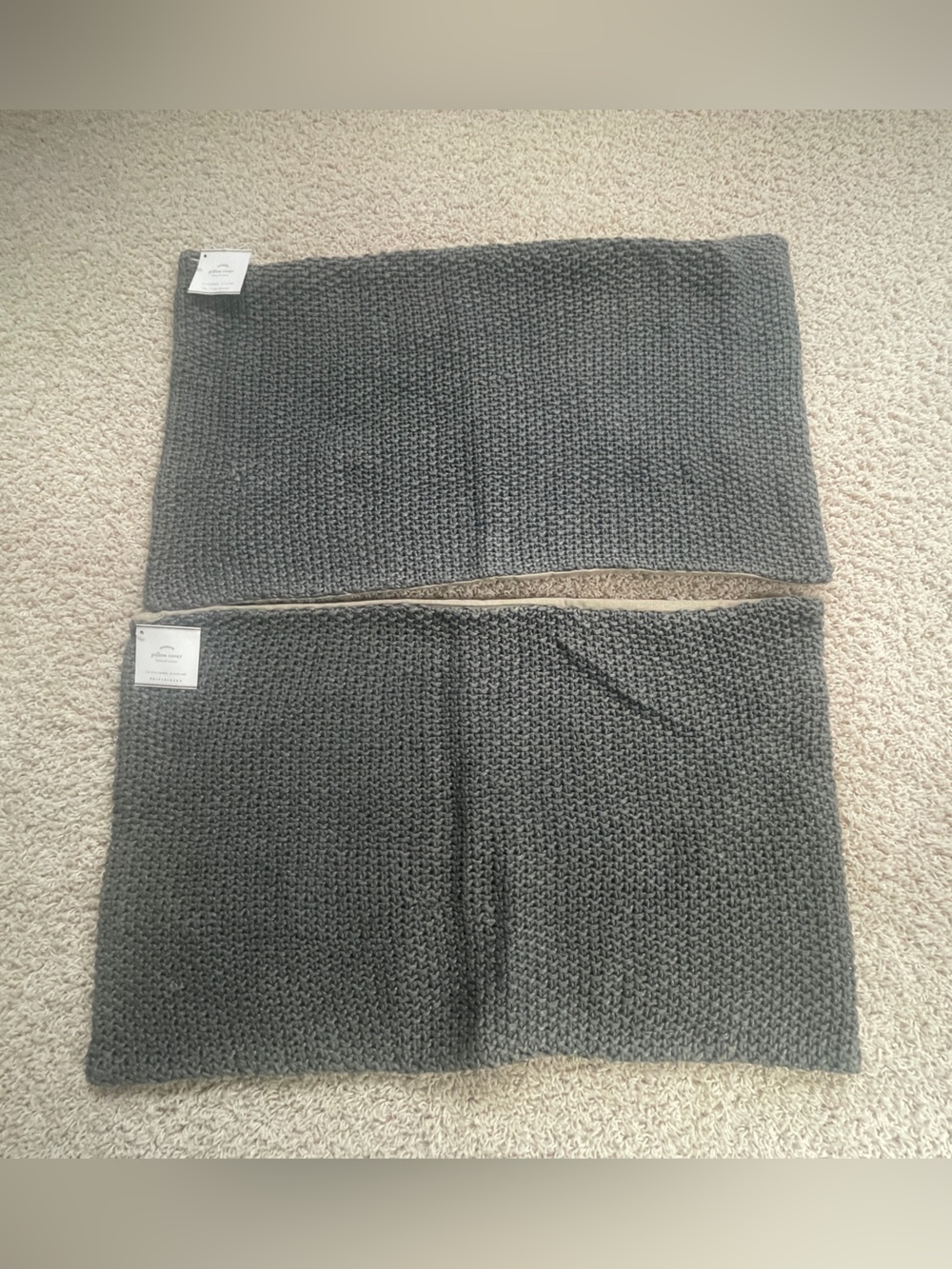 NWT Set of 2 Grey Pottery Barn Pillow Covers - 16' x 26" | OS